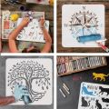Branch Painting Stencils 11.7x8.3 inch Large Bare Branches Budding Flower Drawing Stencil Plastic PET Tree Branch Stencil DIY. 