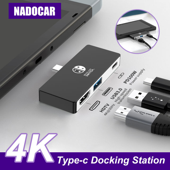 4K30Hz  3 In 1 Docking Station Side-Plug USB-C Game Hub With USB3.0 HDMI PD 100W For Laptop ，Switch，IPad，Mobile Phone