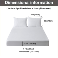 3pcs Cotton Fitted Bed Sheet Set (1 Fitted Sheet + 2 Pillowcases) Breathable Soft Mattress Cover with Pillow Cover Bedding Set. 