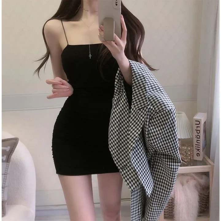 Women's%20Summer%20Solid%20Color%20Spaghetti%20Strap%20Sundress%20%20Mini%20Camisole%20Dress%20Bodycon%20Sleeveless%20Black%20for%20Club%20Party%20-%20Image%206