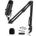 Haomuren Professional USB Streaming Podcast PC Microphone Studio Cardioid Condenser Mic Kit with Boom Arm For Recording YouTube. 