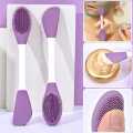 Silicone Double Head Mask Brush, SiliconeFace Wash Brush, Mud Film Special ScraperApplicator, Facial Cleansing Brush, CleaningTool. 