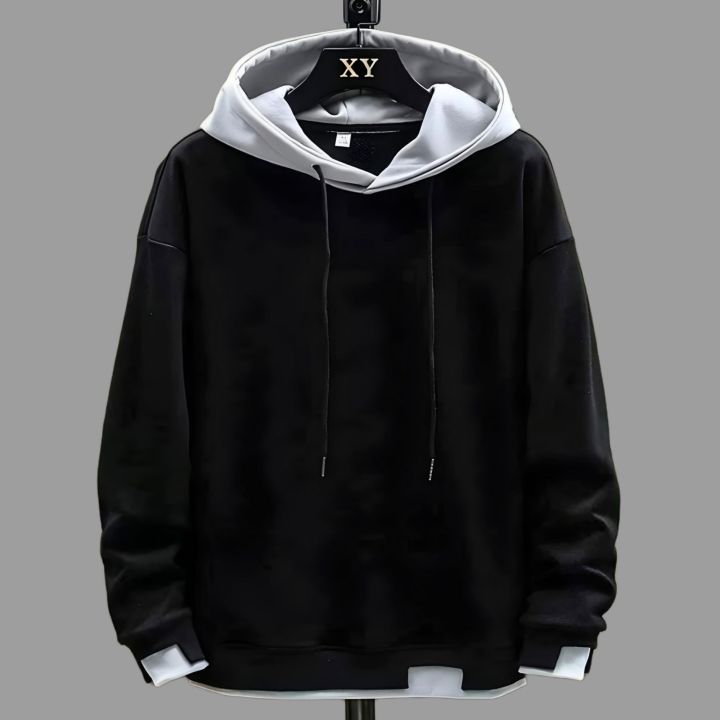 Men`s Winter Cotton White Long Sleeve Hoodie For Man