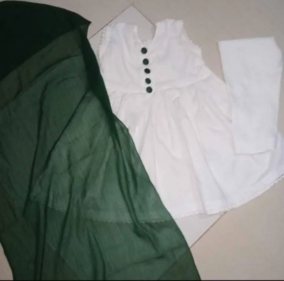 Green white dresses for 14 agust independence day designs baby girls 2023 Independeceday dresses designs for baby girls 2022 2023 Daraz.pk