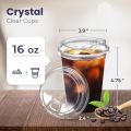 10 Clear Plastic Cup with Strawless Lids 20/16OZ Disposable Cups for Iced Coffee or Juice Party Smoothie Milkshake Cold Drinks.