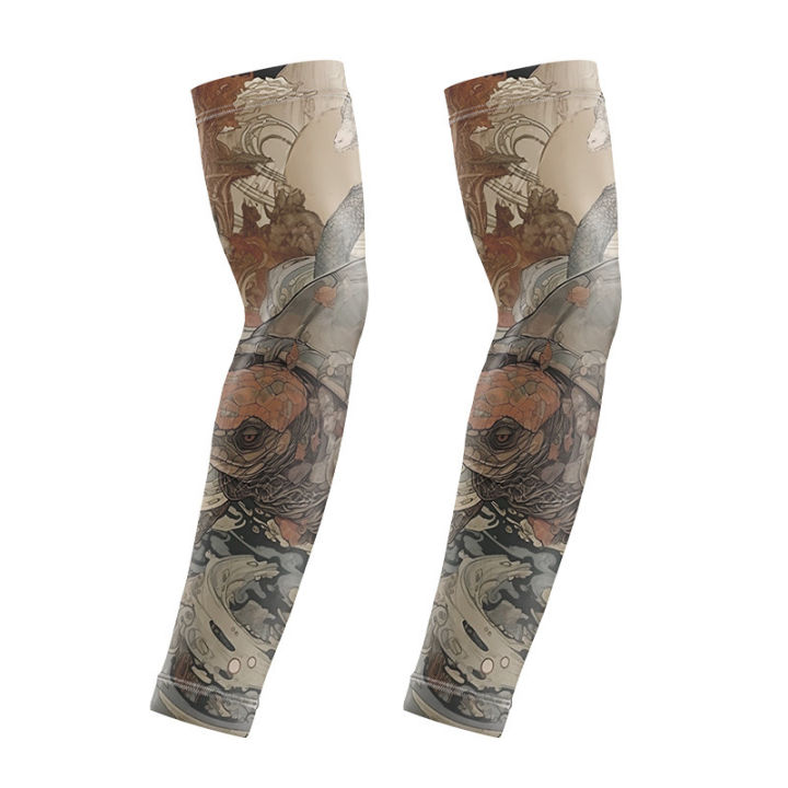 Summer%20men's%20ice%20silk%20cycling%20driver%20tattoo%20sleeve%20sunscreen%20outdoor%20motorcycle%20arm%20cover%20-%20Image%205