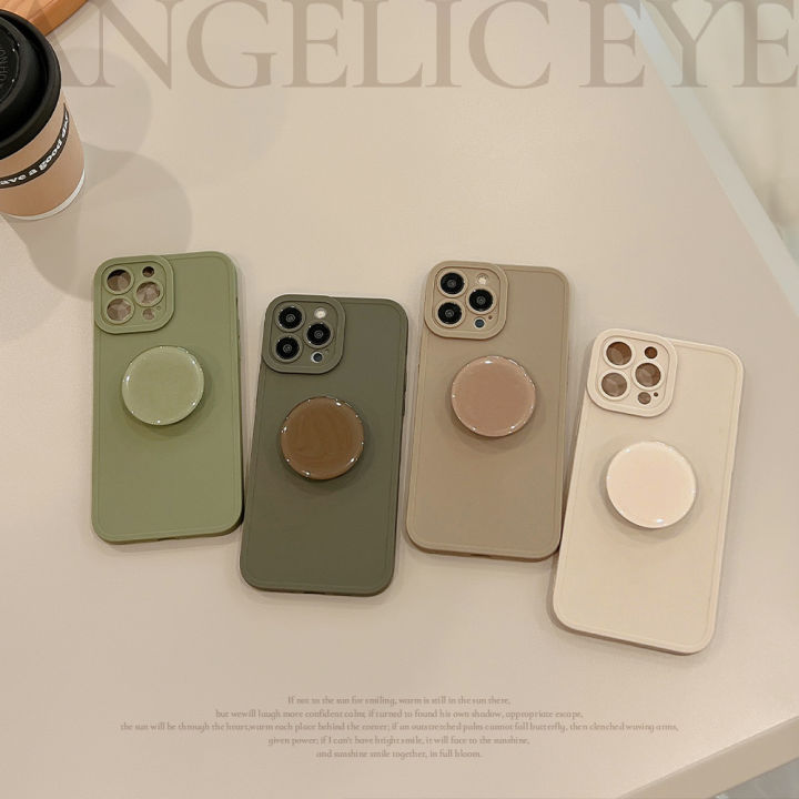 Retro%20Solid%20Color%20Matte%20With%20Holder%20Case%20For%20iPhone%2015%2014%2013%2012%2011%20Pro%20Max%207%208%20Plus%20XS%20X%20XR%20SE%202%20Mini%20Soft%20Silicone%20Bumper%20Cover%20-%20Image%202