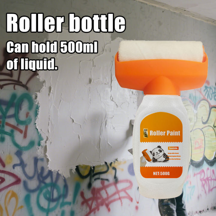 Reusable Paint Roller Brush With Refillable Dispenser Bottle – For Wall Repair, Touch-Ups, And Decoration (Container Only)