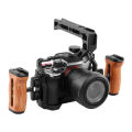 Universal Camera Cage Left /Right Side Handle For For Camera Cage Wooden Handle Grip Cold Shoe for Mic Video Light.