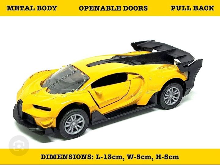 Bugatti Chiron Vision GT 1:32 Scale Alloy Pull Back Diecast Metal Car - Mini Metal Car with Openable Doors and with Lights and sound