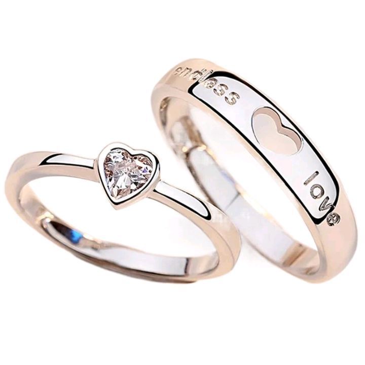 Couple Silver Color Free Size Rings Set king and queen | Daraz.lk