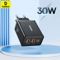 Baseus 30W USB Charger QC3.0 PD3.0 Type C PD Fast Charging 3 Ports Quick Phone Charger For iPhone 15 14 13Pro Max .