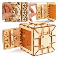 URY 3D Wooden Puzzle Password Treasure Money Box Piggy Bank DIY Advanced Assembly Model Toys Creative  for Lady Girls. 