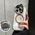 Glass Camera Protection Stand Holder Case For iPhone 16 15 14 Plus 12 13 11 Pro Max Magsafe Magnetic Wireless Charge Back Cover. 