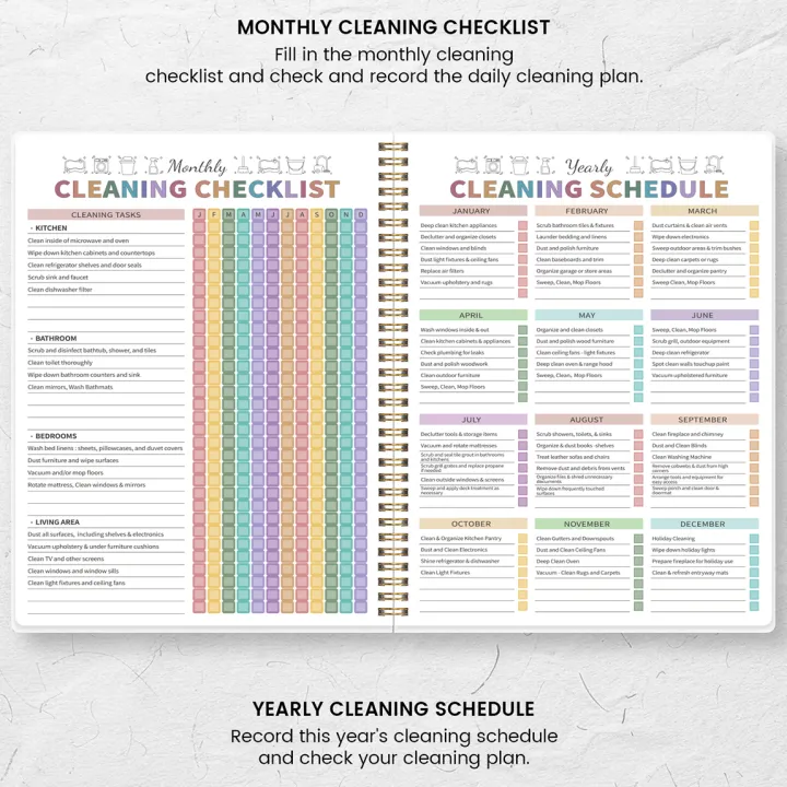 ADHD%20Cleaning%20Schedule%20Planner%7CDaily%20Weekly%20Monthly%20Housekeeping%20Organizer%7CHome%20Chore%20Checklist%20Book%7CSpiral%20A5%20Cleaning%20Notebook%20-%20Image%206