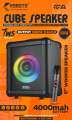 CUBE Portable Bluetooth Speaker with Ring Light. 