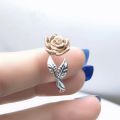 Vintage Elegant Silver Color Rose Flower Rings for Women Girls 2025 New Wedding Party Jewelry Accessories Anniversary Gifts. 