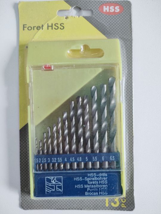 High Speed Steel Drill Bit Set Barma (1.5mm, 2mm, 2.5mm, 3mm, 3.2mm, 3.5mm, 4mm, 4.5mm, 4.8mm, 5mm, 5.5mm, 6mm, 6.5mm) Complete Bit Set