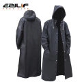 EVA  Long Windproof and Waterproof One Piece Raincoat with Black Hooded Outdoor Cycling and Hiking Thickened Raincoat. 