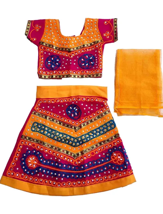 Radha%20Dress%20For%20Girls%20Krishna%20Janmashtami%200-10%20years%203pcs%20Set%20Multicolour%20-%20Image%204