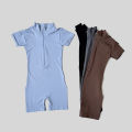 Summer Short Sleeve Zipper Jumpsuit Sports Wear Gym Fitness Sports Bodysuits Women Running Fashion Workout Clothes. 