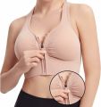 Women Shockproof Front Zipper Closure High Impact Sports Bra Racerback Yoga Top. 