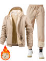 Men's Suit Two-Piece Tracksuit Plush Thickened Warm Sports Jacket+Trousers Sports Suit Winter Outdoor Casual Hoodie Sportswear. 