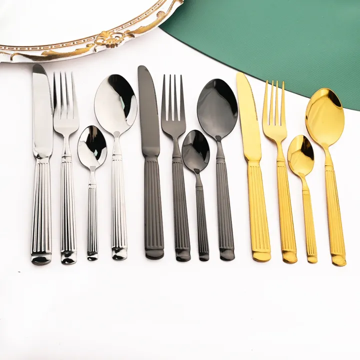4Pcs%20Black%20Tableware%20Stainless%20Steel%20Dinnerware%20Set%20Western%20Dinner%20Knife%20Fork%20Spoons%20Flatware%20Mirror%20Kitchen%20Home%20Cutlery%20Set%20-%20Image%203