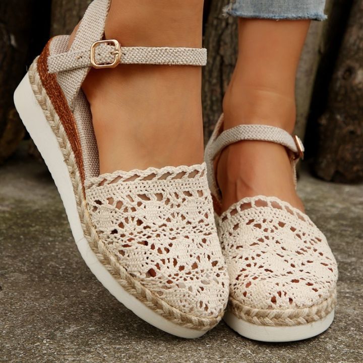 2026%20Summer%20New%20Women's%20Hollow%20Wedge%20Thick-soled%20Shoes%20Buckle%20Designer%20Sandals%20Outdoor%20Daily%20Casual%20Mule%20Shoes%20for%20Women%20Sandal%20-%20Image%206