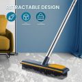 Floor Scrubbing Brush with Long Handle,Squeegee and Comb，Hard Bristle Sweeping Broom for Tiles,Cleaning Pet Hairs, Sofa, Window, Carpet, Bathroom and Hard-to-Reach Corners. 