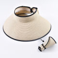 Summer Empty Top Straw Hat For Women Foldable Wide Large Brim Bowknot Sun Hat Travel Beach UV Protection Caps.
