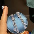 Huitan Bling Bling Long Tassels CZ Drop Earrings for Women Elegant Charms Wedding Party Jewelry Trendy Hot Sale Ear Accessories. 