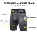 Men's Compression Shorts with Pocket Spandex Running Sport Athletic Workout Performance Underwear.