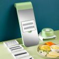 5-in-1 Stainless Steel Vegetable & Fruit Cutter - Multifunctional Kitchen Slicer for Onion, Potato, Carrot, Garlic | Manual Food Chopper with Hand Protector, Changeable Blades, Easy Salad Prep. 
