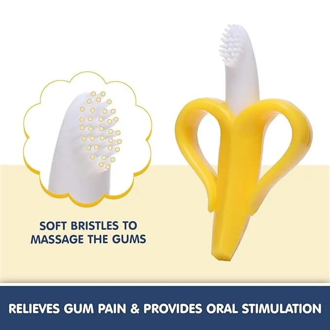 Silicone Baby Banana Teether & Infant Toothbrush, Ergonomic Grip