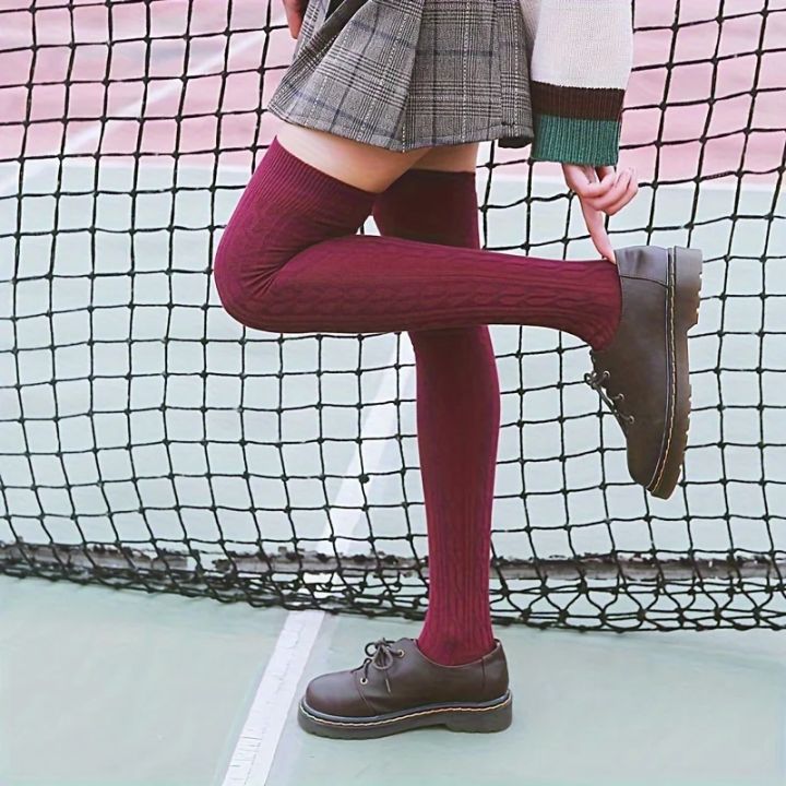 1%203%205%20Pairs%20of%20Cozy%20Thermal%20Over%20the%20Knee%20Knit%20Socks%20for%20Women%20Warm%20and%20Stylish%20Winter%20Socks%20with%20Thickened%20Material%20-%20Image%205