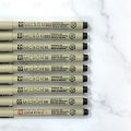 Sakura Pigma Micron graphic cutting Pen Waterproof Black ink needles size 003, 005, 01, 02, 03, 04, 05, 08, 10,12, brush, Graphic 1, 2, 3. 