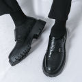 New Men's Grasp Leather Derby Shoes British Platform Buckle Leather Shoes with High and Low Top Casual Shoes for Men. 