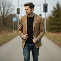 Men's Outdoor Casual Work Jacket Heavyweight Warm Lined Coat Plus Size Single-Breasted Winter Wear.