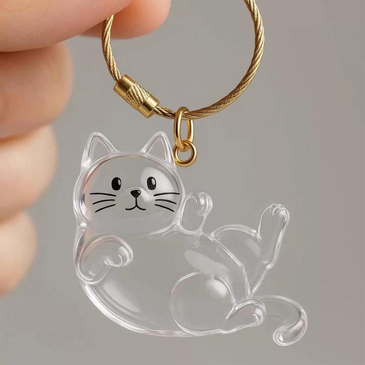 New%20Transparent%20Cat%20Hair%20Storage%20Keychain%20Stretching%20Lying%20Style%20Cute%20Animal%20Key%20Ring%20Durable%20Golden%20Hook%20Decorative%20Gift%20-%20Image%205