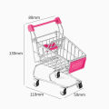 Children's Mini Simulation Shopping Cart Model Hand Cart Metal Model Storage Car Desktop Multifunction Storage Ornament Model. 