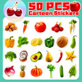 50PCS Vivid Fruit & Vegetables(Grape Cherry Carrot Broccoli) Stickers Pack ,Waterproof Vinyl Stickers for Laptop phone. 
