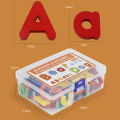 Kids Montessori Wooden English Letter Set Uppercase Lowercase Letters Cognitive Spell Word Games Early Learning Educational Toys. 