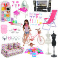 Mixed Doll Accessories Shoe Rack Pink Bed Bike Bag Sofa Dresser Display Doll Holder Dollhouse Furniture for 30cm Girl Doll Toy.