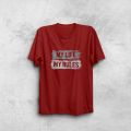 Casual Printed MY LIFE MY RULES Jersey T-Shirt for Men's//Men's Fashion//Black//Maroon//Navy//White//s,m,l,xl,xxl sizes//All Is Well Brand.