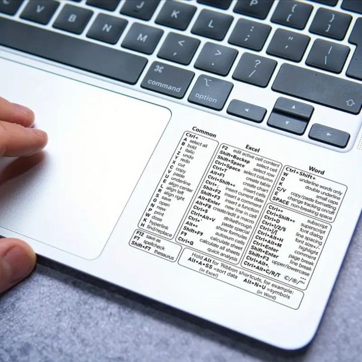 1pc White Laptop Keyboard Shortcut Stickers - Quick Reference Guide for Office Software Word and Excel shortcuts, Durable & Clear Design, Reusable Material, Enhances Productivity and learning of computer