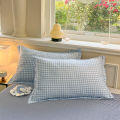 2pcs Set Pillowcase Envelope Style Plaid Couples Plain Ins 48x74cm Home Textile Household Bedroom Throw Pillow Case Pillow Cover.