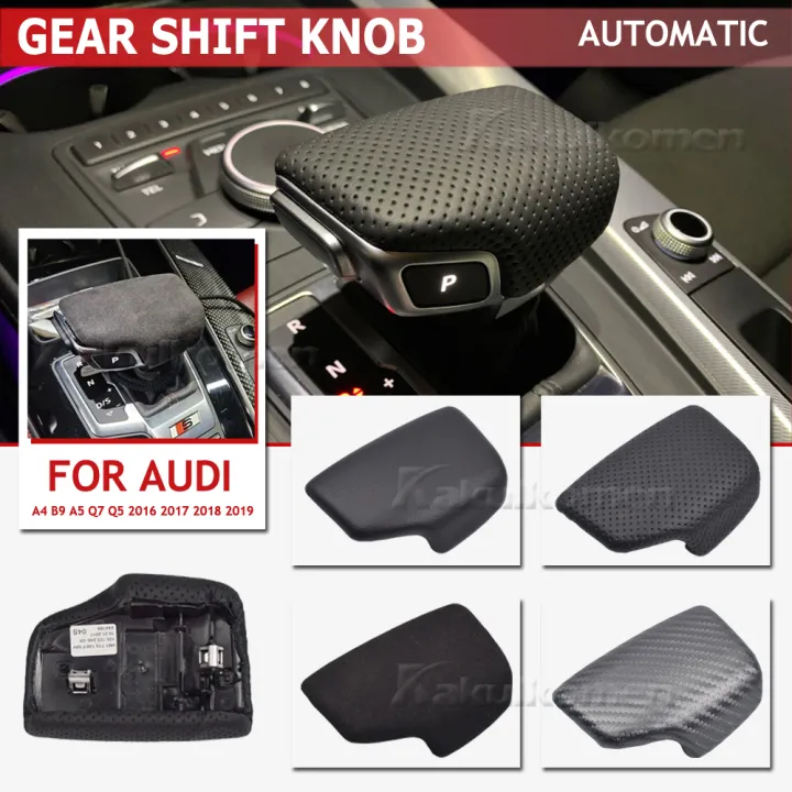 Black Perforated Leather Selector Lever Handle Gear Shift Knob Handball Cover for Audi A4 B9 A5 Q7 4M1 713 139F Q5 2016-2019