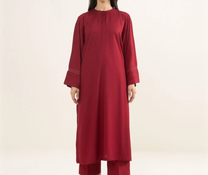 embroided long shirt in red color for summer 1pc shirt and 2pc full dress for girls women ladies bet for summer