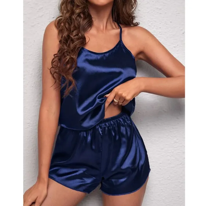 Women's%20Sleepwear%20Sexy%20Lace%20Satin%20Pajama%20Sets%20Nightwear%20Sleeveless%20Tops+Shorts%202Pcs%20Sets%20Pyjama%20Sets%20for%20Women%20Pijama%20-%20Image%203